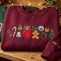Personalized Christmas Gingerbread Snowglobe Wreath Bell Candy Cane embroidered sweatshirt — front view