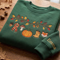 Personalized Autumn Branch Hanging Pumpkin Fox Scarf Mushroom Rain Boots embroidered sweatshirt — front view