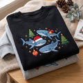 Christmas Whale Shark Santa Hat Bell Ornament Holiday embroidered sweatshirt — front view