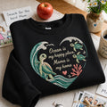 Mama Sea Turtle Ocean Is My Happy Place Mama Is My Home Heart Wave embroidered sweatshirt — front view