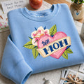 Best Mom Heart Floral Tattoo Banner embroidered sweatshirt — front view