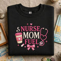 Nurse Mom Fuel Coffee Cup Stethoscope Bow Coquette embroidered sweatshirt — front view