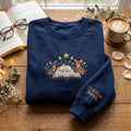 Personalized Three Chihuahuas Reading Book Wildflowers Stars embroidered sweatshirt — front view