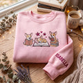 Personalized Three Chihuahuas Reading Books Hearts Stars embroidered sweatshirt — front view