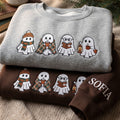 Personalized Cozy Ghosts Winter Scarf Hat Book Lantern Four Ghosts embroidered sweatshirt — front view