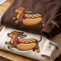 Personalized Dachshund Hot Dog Bun Mustard Funny Wiener Dog embroidered sweatshirt — front view