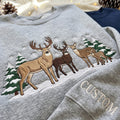 Personalized Winter Deer Family Snow Pine Trees Christmas embroidered sweatshirt — front view