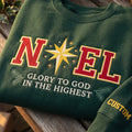 Personalized Noel Glory to God in the Highest Christmas Star Faith embroidered sweatshirt — front view