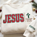 Personalized Jesus the Reason for the Season Cross Christmas embroidered sweatshirt — front view