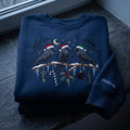 Personalized Christmas Three Crows Santa Hats Branch Icicles Gothic Holiday embroidered sweatshirt — front view