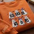 Personalized Halloween Ghost Nurse X-Ray Radiology Witch Hat Bats Spider Web embroidered sweatshirt — front view