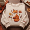 Personalized Autumn Fox Falling Leaves Acorns Branch embroidered sweatshirt — front view