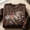 Floral Horse Wildflower Botanical Running Horse Butterflies embroidered sweatshirt — front view