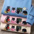 Personalized Black Cat Teacher Life Apple Chalkboard Books embroidered sweatshirt — front view