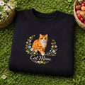 Cat Mom Orange Tabby Floral Wreath embroidered sweatshirt — front view