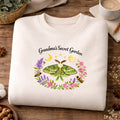 Grandma's Secret Garden Luna Moth Floral Wreath Honeybee Moon embroidered sweatshirt — front view