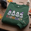 Personalized Halloween Radiology Four Ghosts Witch Hat Nurse X-Ray embroidered sweatshirt — front view