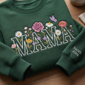 Personalized Mama Wildflower Garden Butterfly Bee Sleeve Names embroidered sweatshirt — front view