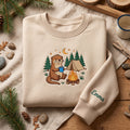 Personalized Camping Otter Campfire Tent Forest Moon Stars embroidered sweatshirt — front view