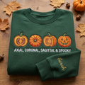 Personalized Radiology Halloween Pumpkin Axial Coronal Sagittal Spooky embroidered sweatshirt — front view