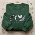 Ocean Whales Orca Narwhal Beluga Humpback Wave embroidered sweatshirt — front view