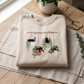 Black Cats Hanging Plant Pots Botanical Cat Lover embroidered sweatshirt — front view