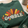 Personalized Thanksgiving Turkey Gobble Fall Leaves embroidered sweatshirt — front view