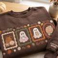 Personalized Halloween Ghost Autumn Frames Coffee Pumpkin Pie Fall Leaves embroidered sweatshirt — front view