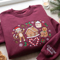 Personalized Sock Monkey Christmas Gingerbread House Candy Cane Holiday embroidered sweatshirt — front view