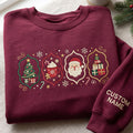 Personalized Christmas Santa Tree Hot Cocoa Gifts Four Panels embroidered sweatshirt — front view