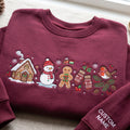 Personalized Christmas Gingerbread House Snowman Gingerbread Man Mittens Robin Bird Custom Name Sleeve embroidered…