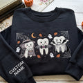 Personalized Halloween Dental Tooth Witch Vampire Bat Costumes Ghost Leaves embroidered sweatshirt — front view