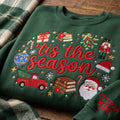 Personalized Tis the Season Christmas Santa Nutcracker Red Truck Books embroidered sweatshirt — front view