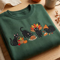 Thanksgiving Black Cats Turkey Harvest Pumpkin Pie Fall embroidered sweatshirt — front view