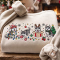 Christmas Husky Dog Four Scenes Elf Hat Reindeer Antlers Gift Box Lights embroidered sweatshirt — front view