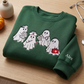 Personalized Halloween Ghost Nurse Doctor Medical Squad embroidered sweatshirt — front view