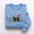 Personalized Black Cat Wildflower Meadow Spring Floral embroidered sweatshirt — front view
