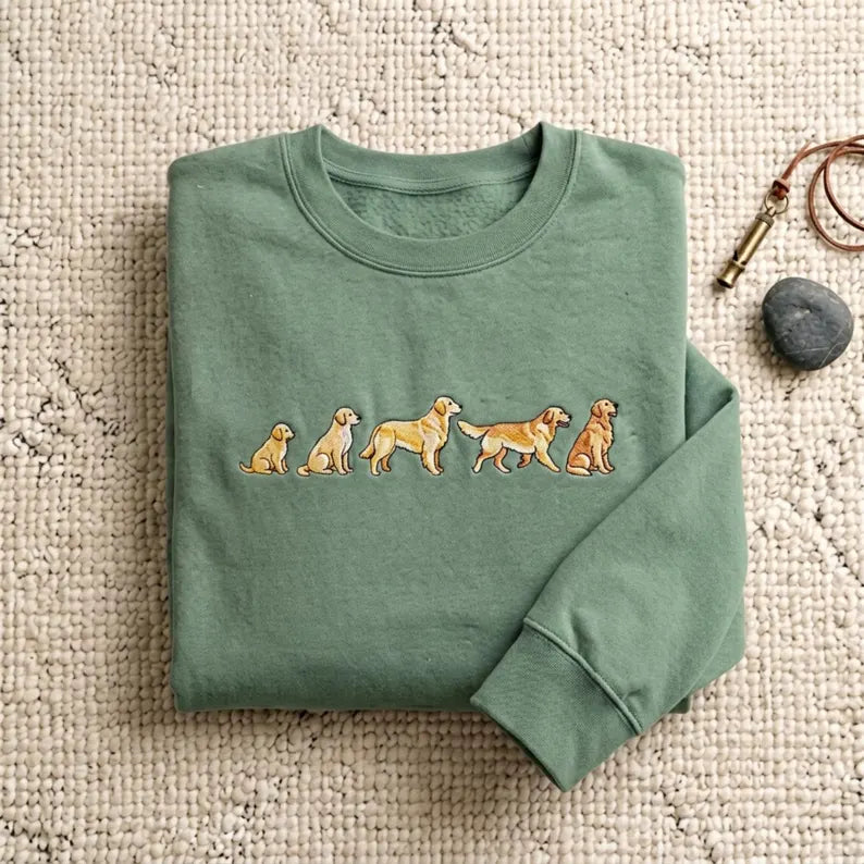Golden Retriever Life Stages Growth Chart Dog embroidered sweatshirt — front view