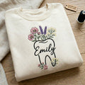 Personalized Floral Tooth Wildflower Bouquet Dental embroidered sweatshirt — front view