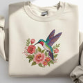 Hummingbird Floral Botanical Garden Nature Lover embroidered sweatshirt — front view
