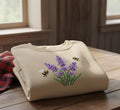 Lavender Bumblebee Floral Botanical Garden Nature embroidered sweatshirt — front view