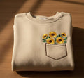 Sunflowers Bouquet Pocket Floral Garden embroidered sweatshirt — front view