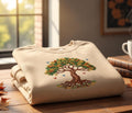 Autumn Tree of Life Birds Roots Botanical Nature embroidered sweatshirt — front view