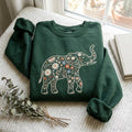 Floral Elephant Wildflower Botanical Fill embroidered sweatshirt — front view