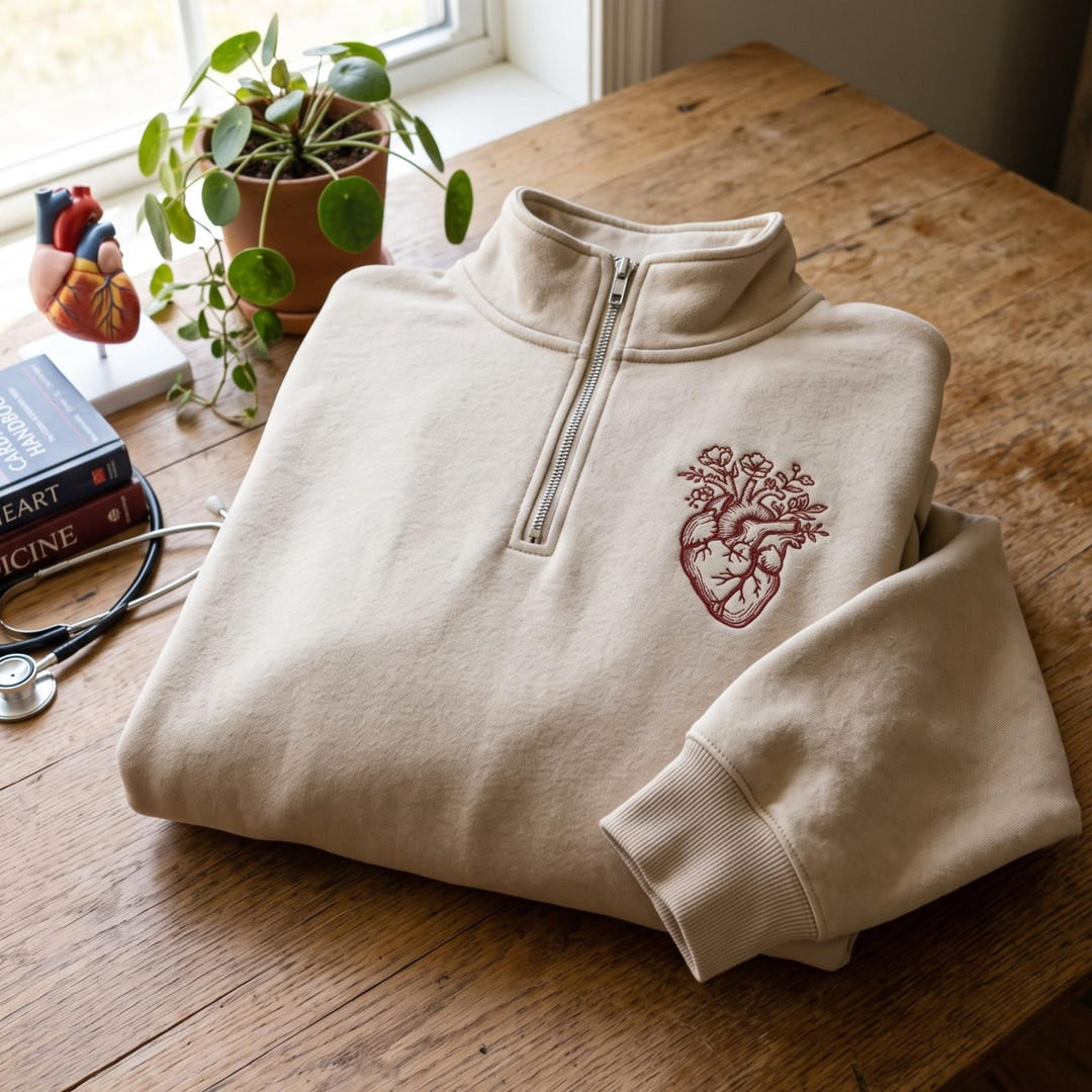Anatomical Floral Heart Cardiac Nurse Gift embroidered sweatshirt — front view
