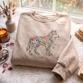 Floral Wolf Wildflower Botanical Silhouette embroidered sweatshirt — front view