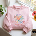 Hospice Nurse Wildflower Bouquet Colorful Floral embroidered sweatshirt — front view