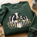 Personalized Cow Calf Wildflower Milk Bottle Farm Custom Name Sleeve embroidered sweatshirt — front view