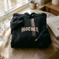 Mother Gothic Old English Blackletter embroidered hoodie — front view