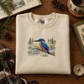 Kingfisher Bird River Nature Scene Wildlife embroidered sweatshirt — front view